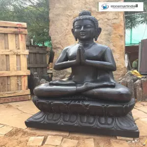 Sold Black Marble Anjali Mudra Buddha Statue To Dubai, Uae