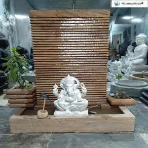Stone Fountain With 15 Inch Ganesha Statue