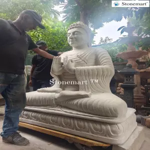 Available - 60 Inch Handcrafted Natural Stone Buddha Statue For Resorts, Farmhouses, Hotels, Hospitals, Offices