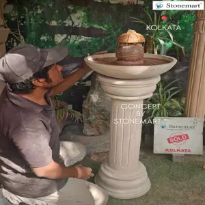Sold To Kolkata, West Bengal - Stone Water Feature With Pillar Stand For Indoor And Outdoor