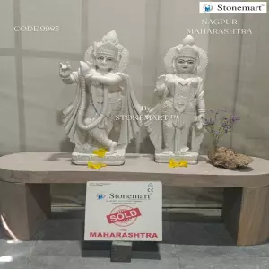 Sold To Nagpur, Maharashtra - 2.5 Feet White Marble Radha With Shree Krishna Statue