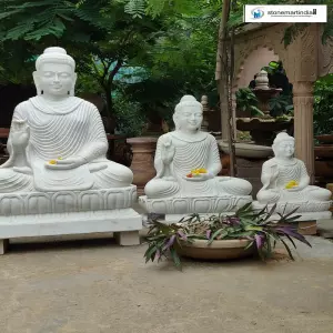 2, 3, 4 Feet White Marble Garden Buddha Statues