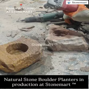 Manufacturing Natural Stone Boulder Planters For Home, Balcony, And Garden