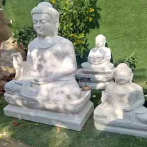 2 Feet, 3 Feet, And 4 Feet White Buddha Sculpture