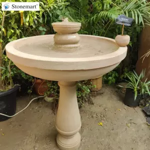 3 Feet White Sandstone Birdbath Fountain