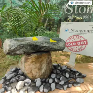 Sold To Rajouri, Jammu And Kashmir Hand Carved Natural Rock Bird Bath