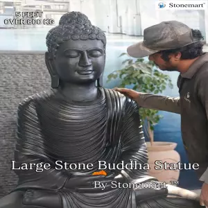 Available - 5 Feet Life Size Big Buddha Sculpture In Black Marble For Indoor And Outdoor