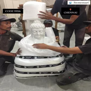 3 Feet Marble Buddha Statue Packed For Shipment To Chennai