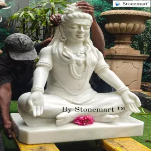 36 Inch Handcrafted Lord Shiva Marble Sculpture For Home Temple Decor