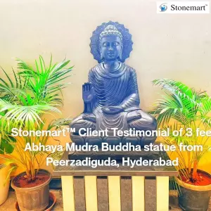 Client Testimonial Of 3 Feet Black Marble Buddha Statue With Halo From Hyderabad, Telangana