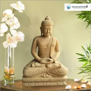 Sold Dhyana Mudra Stone Meditating Buddha Statue