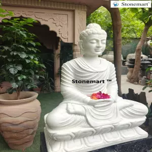 Available 76Cm White Buddha Sculpture For Indoor Decor And Outdoor Decor