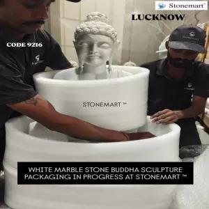 3 Feet Marble Buddha Statue Packed For Shipment To Lucknow, Uttar Pradesh