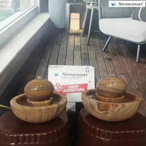 Hand Carved 9 Inch And 11 Inch Natural Stone Table Top Water Features