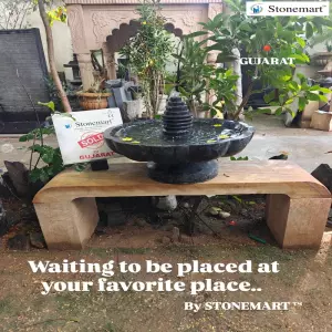Sold To Shilaj, Gujarat - Handcrafted Black Granite Floral Water Fountain