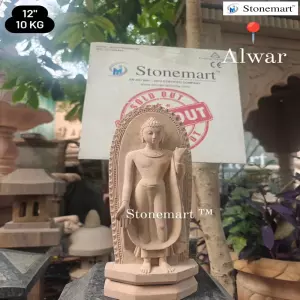 Sold To Alwar, Rajasthan - 12 Inch Standing Stone Buddha Statue For Home Decor, Vastu And Meditation