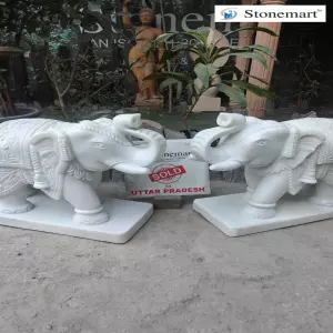 Sold To Jhansi, Uttar Pradesh - Stone Elephant Sculpture For Home Entrance