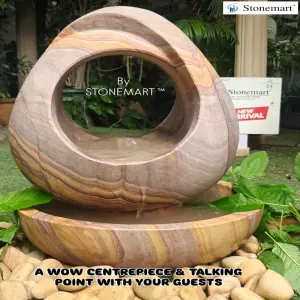 Modern Outdoor Water Feature Carved Out Of Sandstone