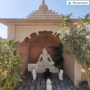 Sold To Chinchavali, Maharashtra 12 Feet Stone Temple With 3 Feet Marble Shiva Idol And Shiv Parivar