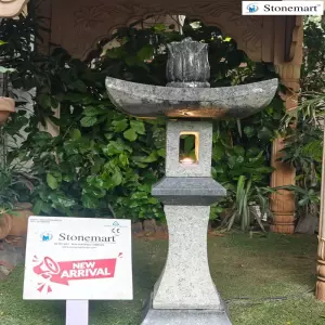 Hand Carved Granite Garden Fountain Light For Contemporary Decor
