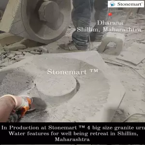Carving 4 Big Size Granite Stone Urli Water Features For Entrances