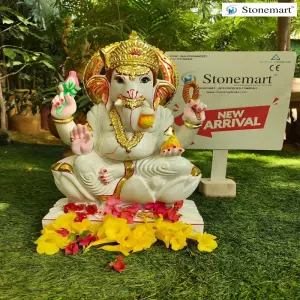 Sold To Coimbatore, Tamil Nadu 18 Inch White Marble Ganesha Idol For Home