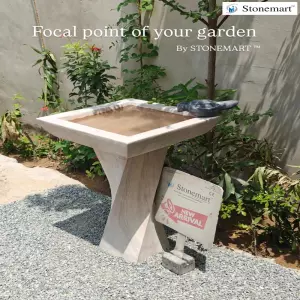 Natural Stone Bird Bath With Twisted Base