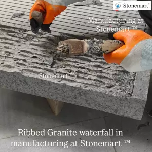 Carving 36 Inch Ribbed Granite Waterfall For Indoor And Outdoor Spaces