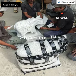 Packing Hand-Carved Marble Elephant Statues For Shipment To Alwar, Rajasthan