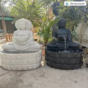 Sold Black And White Marble Buddha Fountains For Garden In 3 Feet