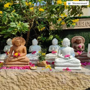 Sold 2 Feet Stone And White Marble Buddha Idols