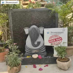 Sold To Bangalore, Karnataka 39 Inch Granite Fountain With 21 Inch Granite Ganesha Idol
