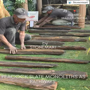 Sold To Alibag, Maharashtra - Peacock Slate Monoliths For Garden Pathways And Walkways