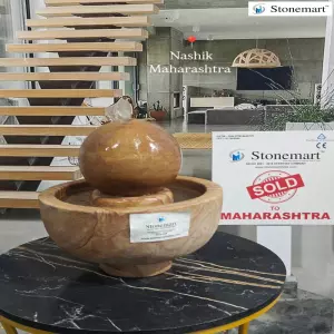 Sold To Nashik, Maharashtra - Small Stone Ball Fountain For Home Decor
