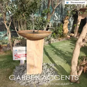 Solar Powered Natural Stone Bird Bath Fountain With Plinth