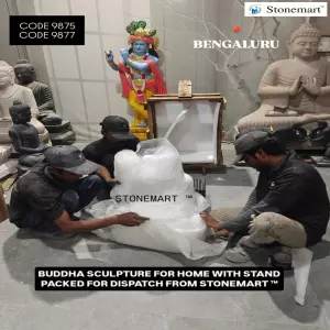 Packing 2 Feet Marble Buddha Statue For Shipping To Bengaluru, Karnataka