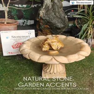 Sold To Hosur, Tamil Nadu - Stone Bird Bath Water Feature For Apartment Balcony Decor
