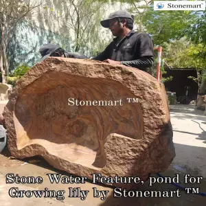 50 Inch, 800 Kg Huge Natural Stone Water Body Or Stone Pond For Interior And Exterior