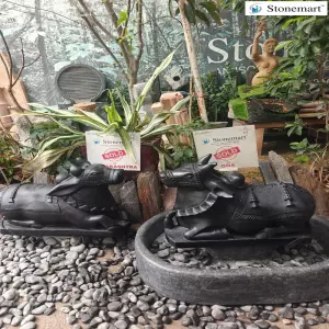 Sold To Pune And Goa - Hand-Carved Nandi Sculptures Carved Out Of Black Marble