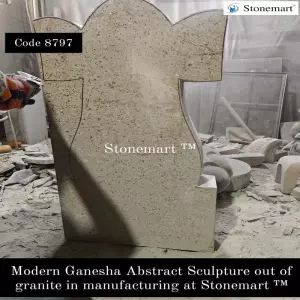 Carving Granite Lord Ganesha Abstract Sculpture For Indoor Outdoor