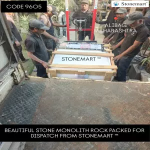 Huge Stone Monolith Packed For Shipment To Alibag, Maharashtra