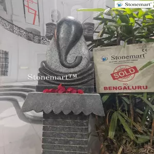 Sold To Bengaluru, Karnataka 21 Inch Handcrafted Modern Abstract Black Granite Stone Ganesha Statue