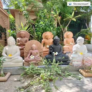 2 Feet Stone And Marble Buddha Statues