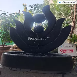 Sold To Sivakasi, Virudhunagar, Tamil Nadu - 4 Feet Granite Stone Lotus Figurine Centerpiece Fountain