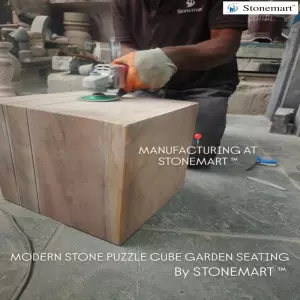 Manufacturing Natural Stone Modern Cube Puzzle Garden Bench Or Stool