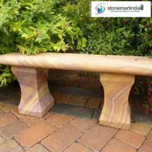 Sold Teakwood Sandstone Bullnose Bench