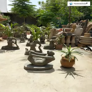 Contemporary Garden Stone Sculptures In Yoga Poses