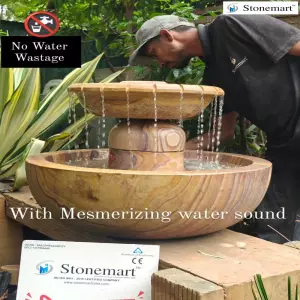 Vastu Friendly Handcrafted Stone Water Feature With Mesmerizing Rain Water Sound
