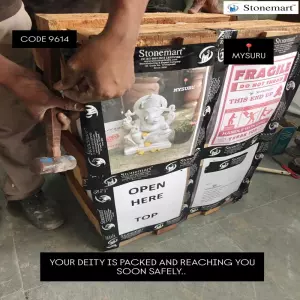 Packing 2 Feet Ganesha Idol For Shipment To Mysuru, Karnataka