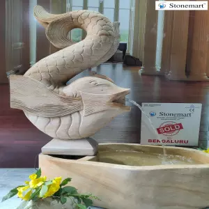 Sold To Bangalore, Karnataka Natural Stone Fish Water Fountain For Home Decor And Garden Decor